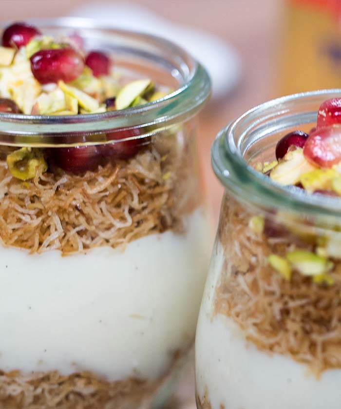 Muhallebi with Pastry threads